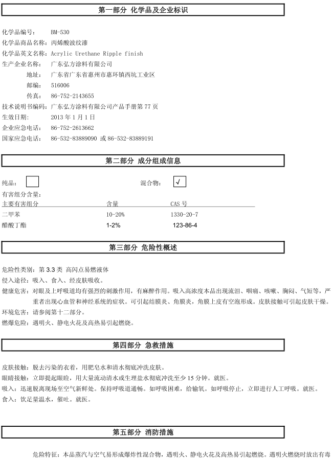 BM-530 丙烯酸波紋漆認(rèn)證